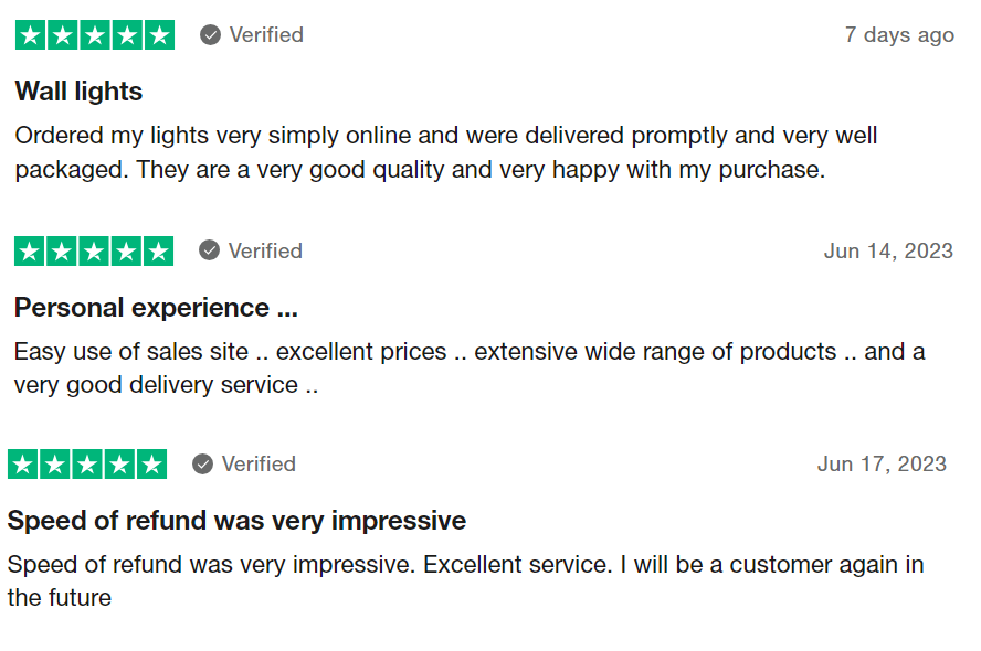 Lights.ie customer reviews Lights.ie customer reviews